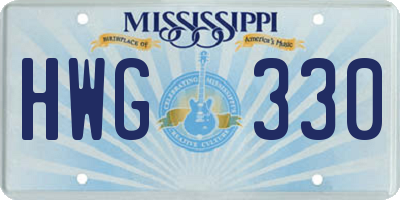 MS license plate HWG330