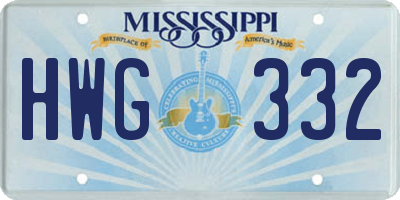 MS license plate HWG332