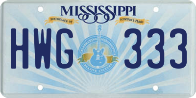 MS license plate HWG333
