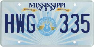 MS license plate HWG335