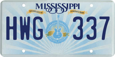 MS license plate HWG337