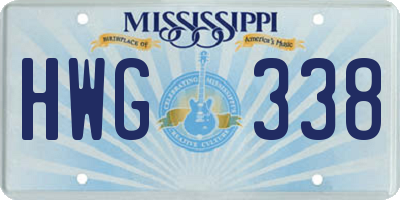 MS license plate HWG338