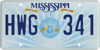 MS license plate HWG341