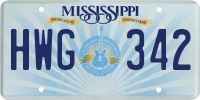 MS license plate HWG342