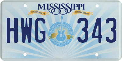 MS license plate HWG343
