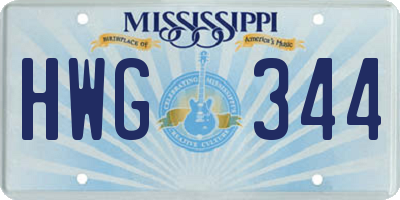 MS license plate HWG344