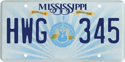 MS license plate HWG345