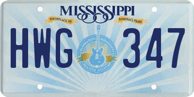 MS license plate HWG347