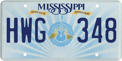 MS license plate HWG348