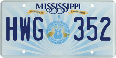 MS license plate HWG352
