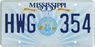 MS license plate HWG354