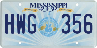 MS license plate HWG356