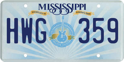 MS license plate HWG359