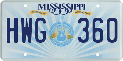 MS license plate HWG360