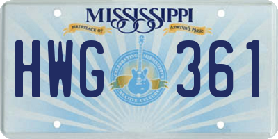 MS license plate HWG361