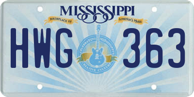 MS license plate HWG363