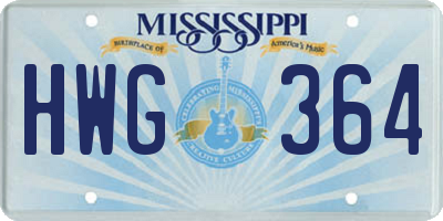 MS license plate HWG364