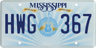 MS license plate HWG367