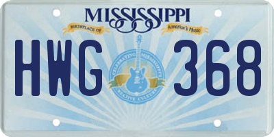 MS license plate HWG368