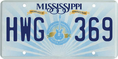 MS license plate HWG369