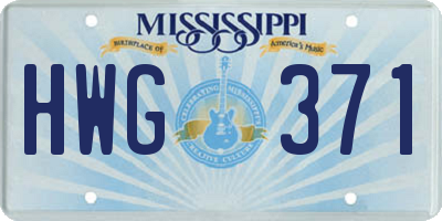 MS license plate HWG371
