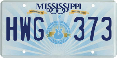 MS license plate HWG373