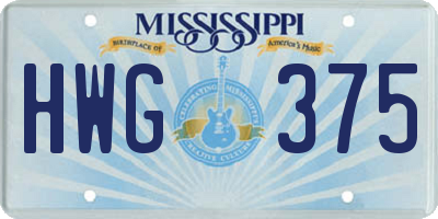 MS license plate HWG375