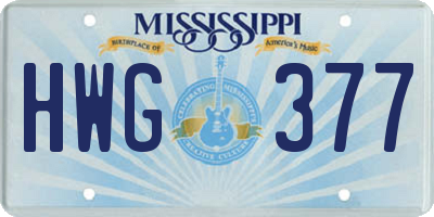 MS license plate HWG377