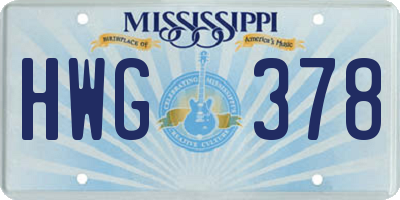 MS license plate HWG378