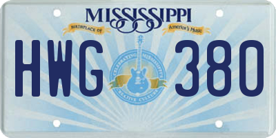MS license plate HWG380