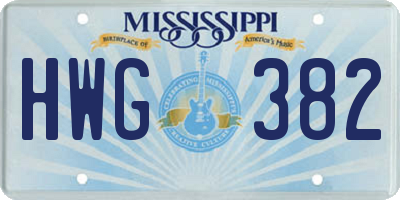 MS license plate HWG382