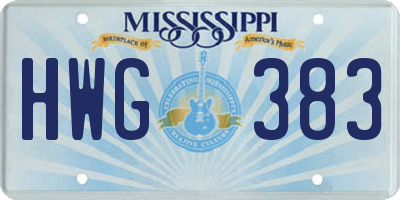 MS license plate HWG383