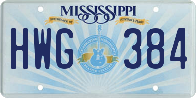 MS license plate HWG384