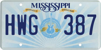 MS license plate HWG387