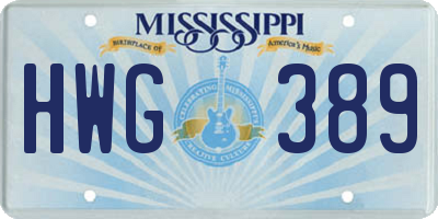 MS license plate HWG389