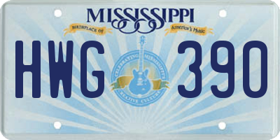 MS license plate HWG390