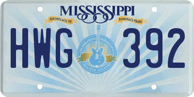 MS license plate HWG392
