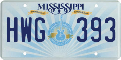 MS license plate HWG393