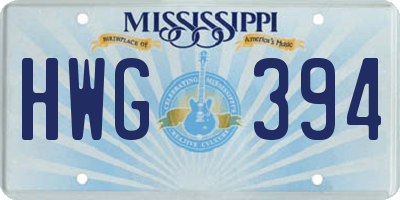 MS license plate HWG394