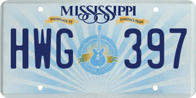 MS license plate HWG397
