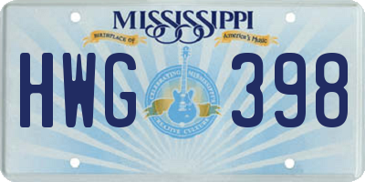MS license plate HWG398