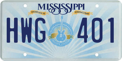 MS license plate HWG401