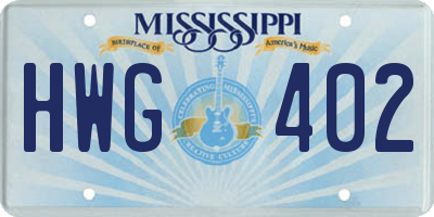 MS license plate HWG402
