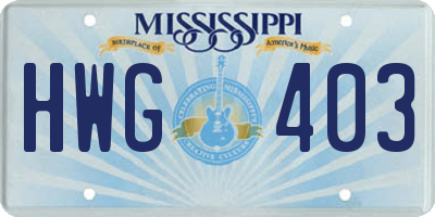 MS license plate HWG403