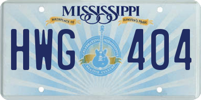MS license plate HWG404