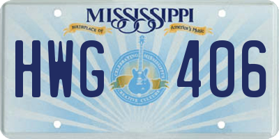 MS license plate HWG406