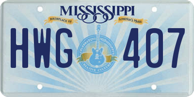 MS license plate HWG407