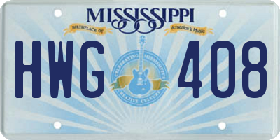 MS license plate HWG408