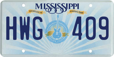 MS license plate HWG409