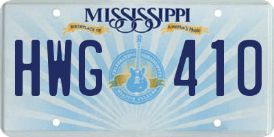 MS license plate HWG410